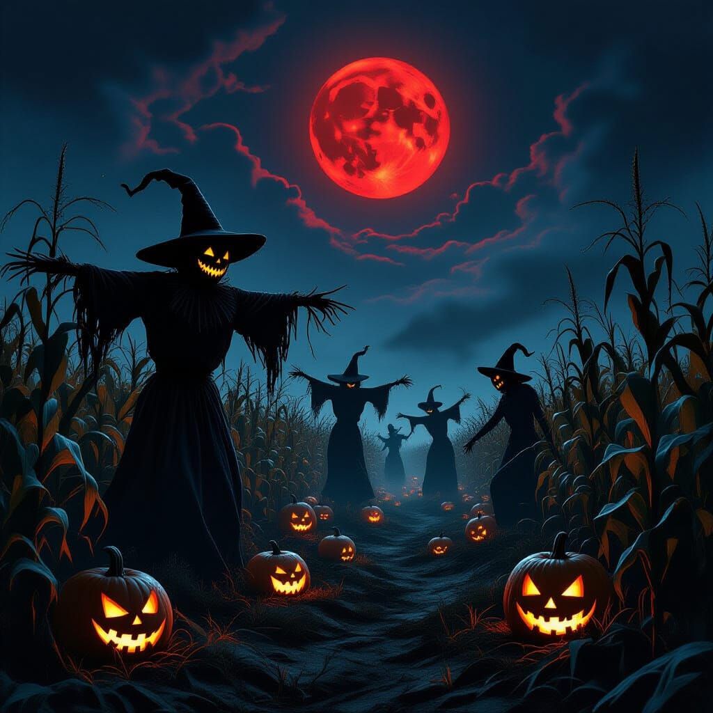 Nightmare Harvest Festival with Monstrous Scarecrows