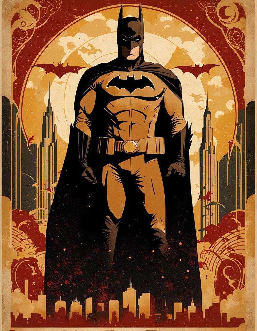 Batman Retro-Futuristic Poster in Toriyama/Jean Style