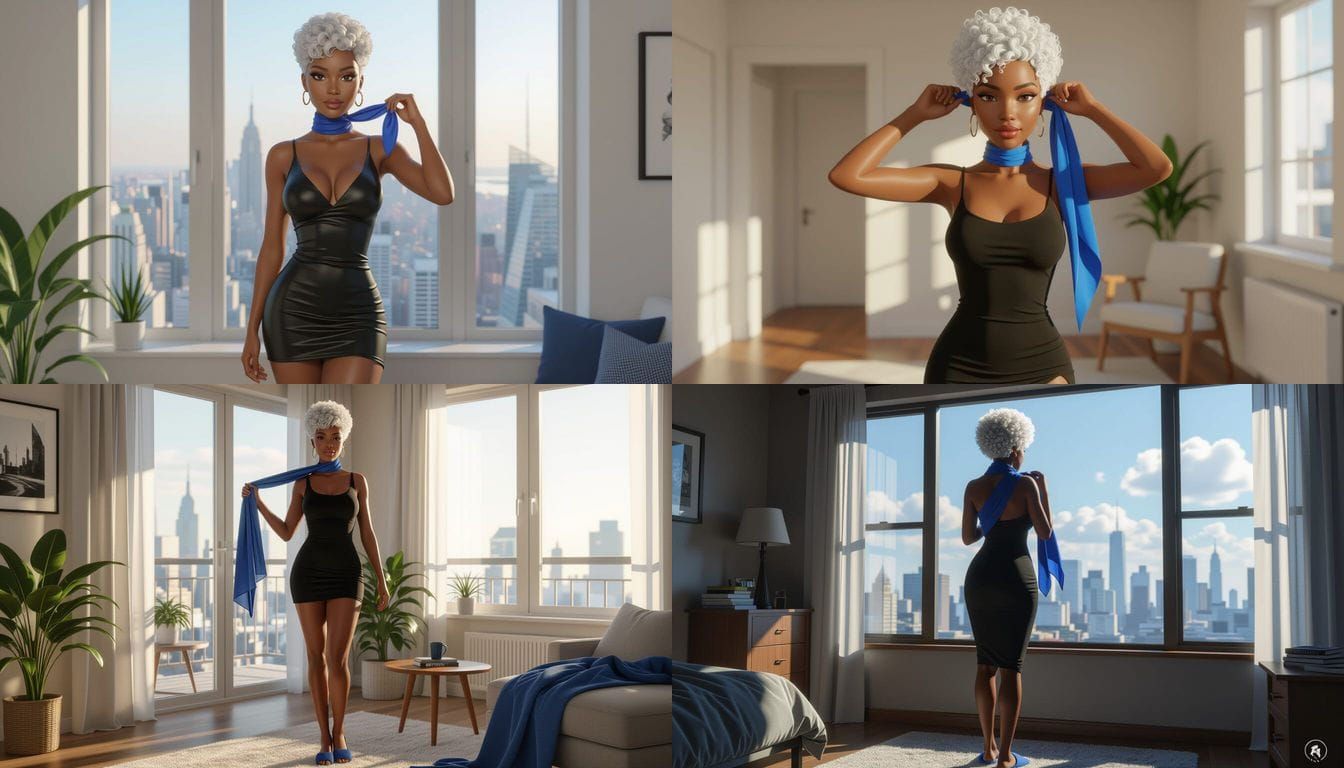 African Woman in Bodycon Dress with Pixie Hair