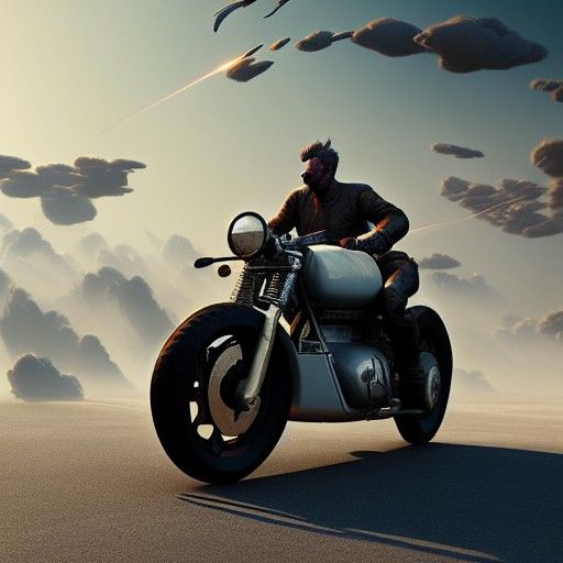 Futuristic Motorcycle Action Painting in Hyperreal Style
