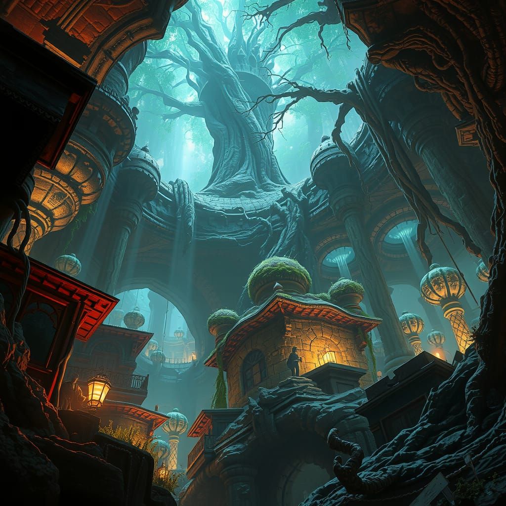 Mystical Subterranean World in 8k Matte Painting