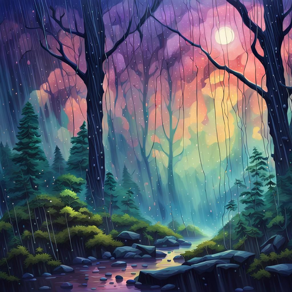 Tranquil Forest in Vibrant Oil Painting Style