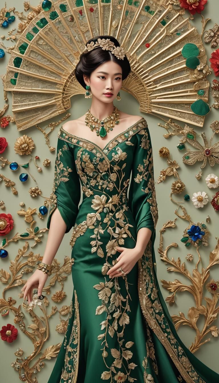 Dramatic Royal Gown in Emerald Green