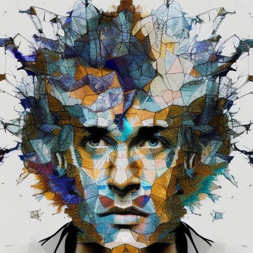 Hyperdetailed Polygon Human Face with Vaporous Effects