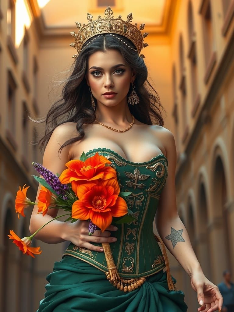 Goddess of Abundance in Renaissance Setting