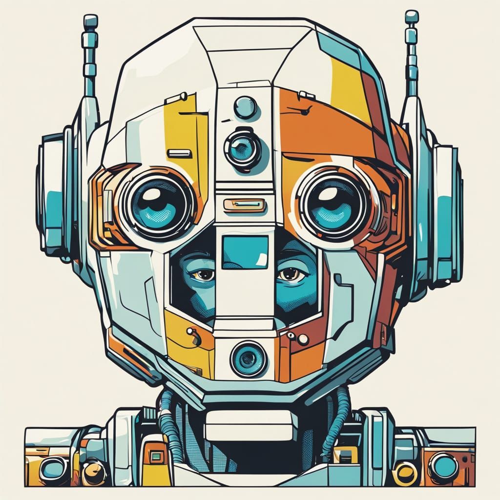 Vintage-Style Robot with Glowing Eyes