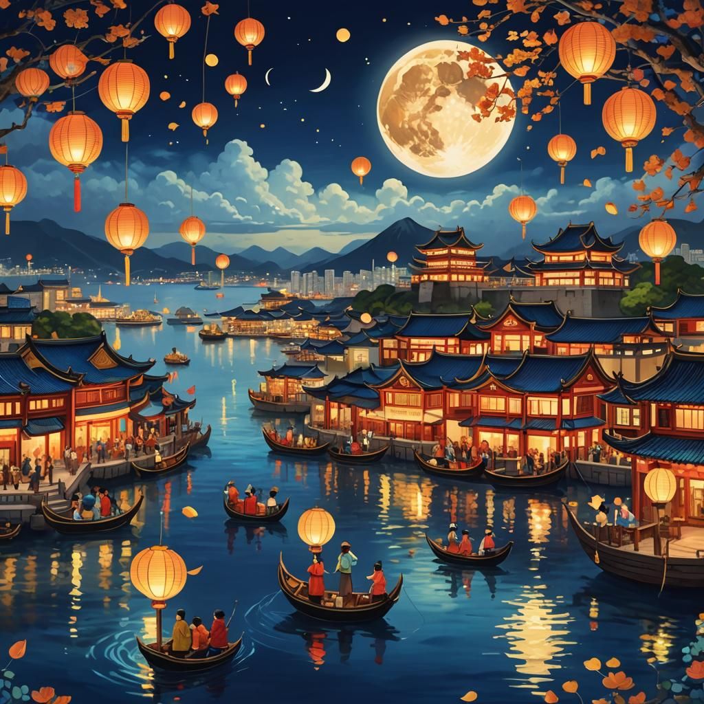 Hong Kong Mid-Autumn Festival Night View