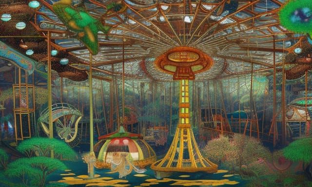 Surreal Abandoned Luna Park in Mycelium Network