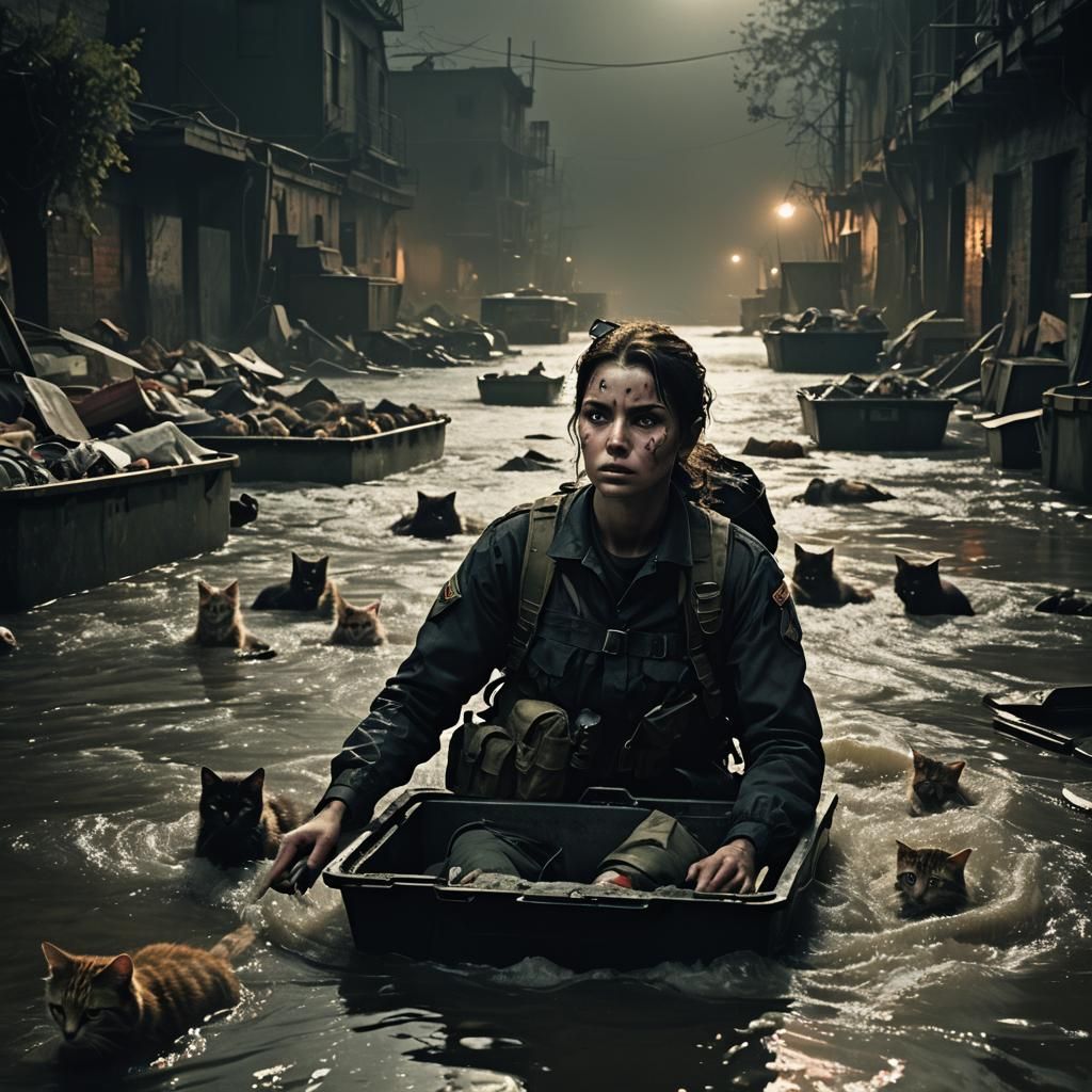 Dark River Rescue: Cinematic Dark Fantasy Film Still