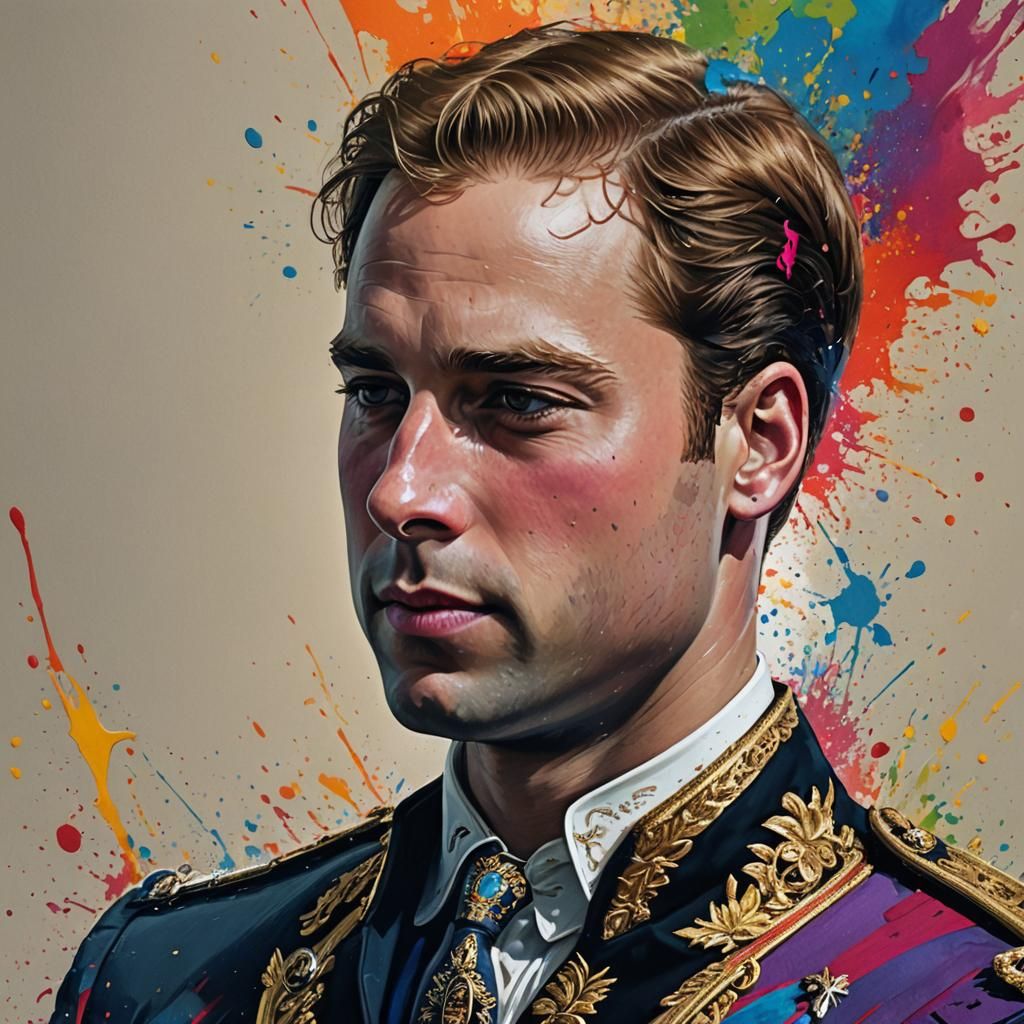 Hyperrealistic Portrait of Prince William with Side Lighting