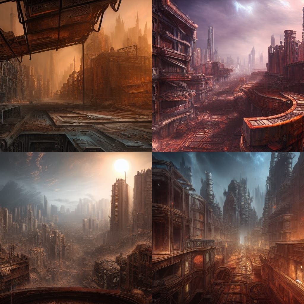 Rusty City in Marble: Detailed Matte Painting
