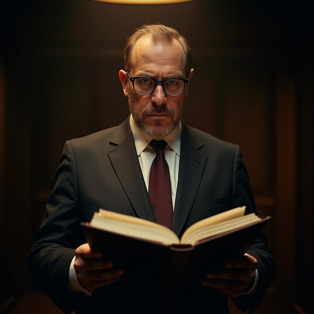 Stoic Lawyer Exudes Authority in Cinematic Portrait