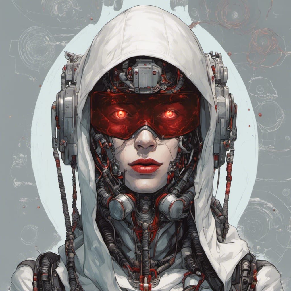 Cyberpunk Woman with Cybernetic Implants in Comic Book Art