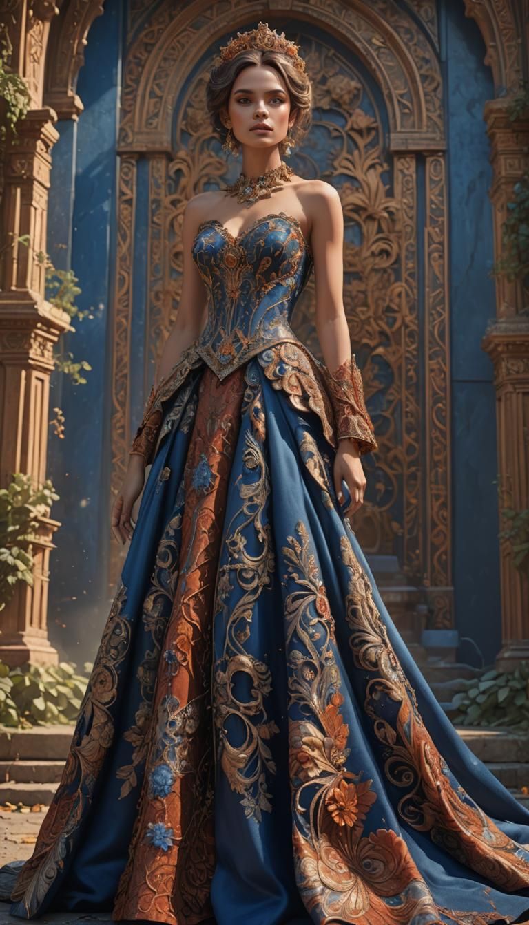 Regal Woman in Elaborate Gown: Fantasy Concept Art