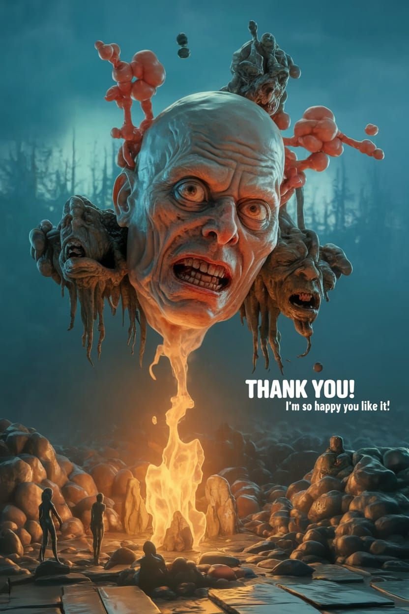 Grotesque Holographic Being in Surreal Style