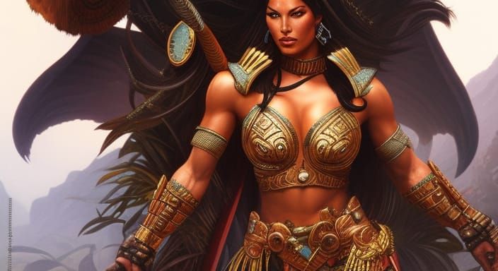 Detailed Concept Art of an Amazonian Warrior