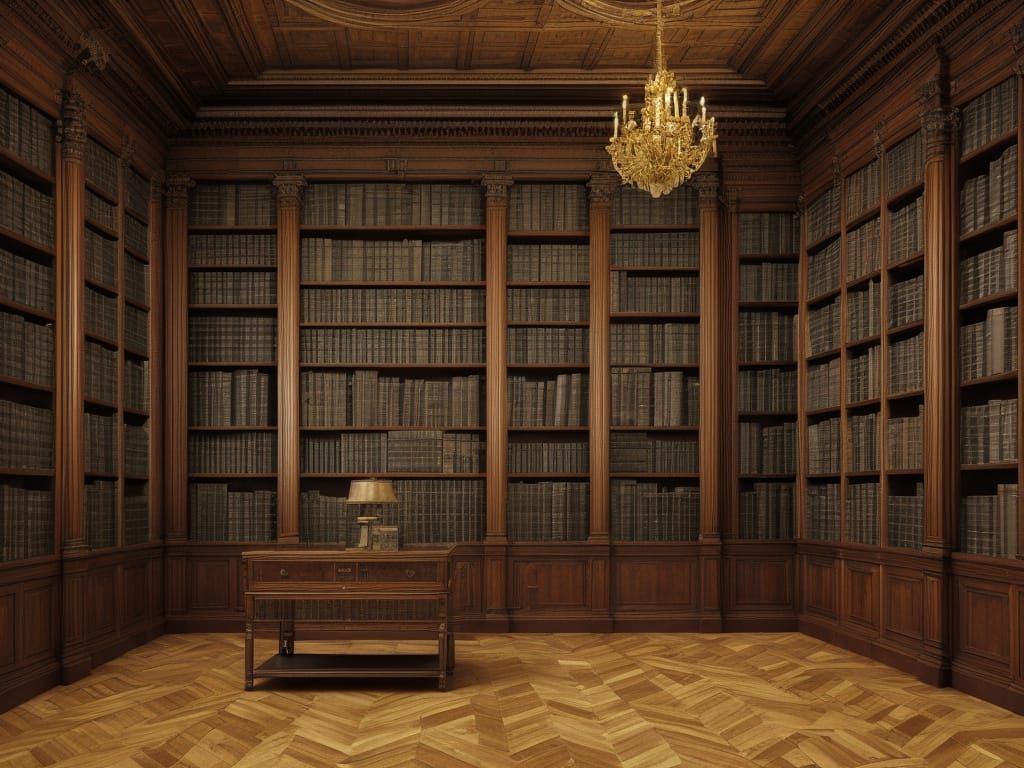 Dark Academia Library with Antique Leather-Bound Books