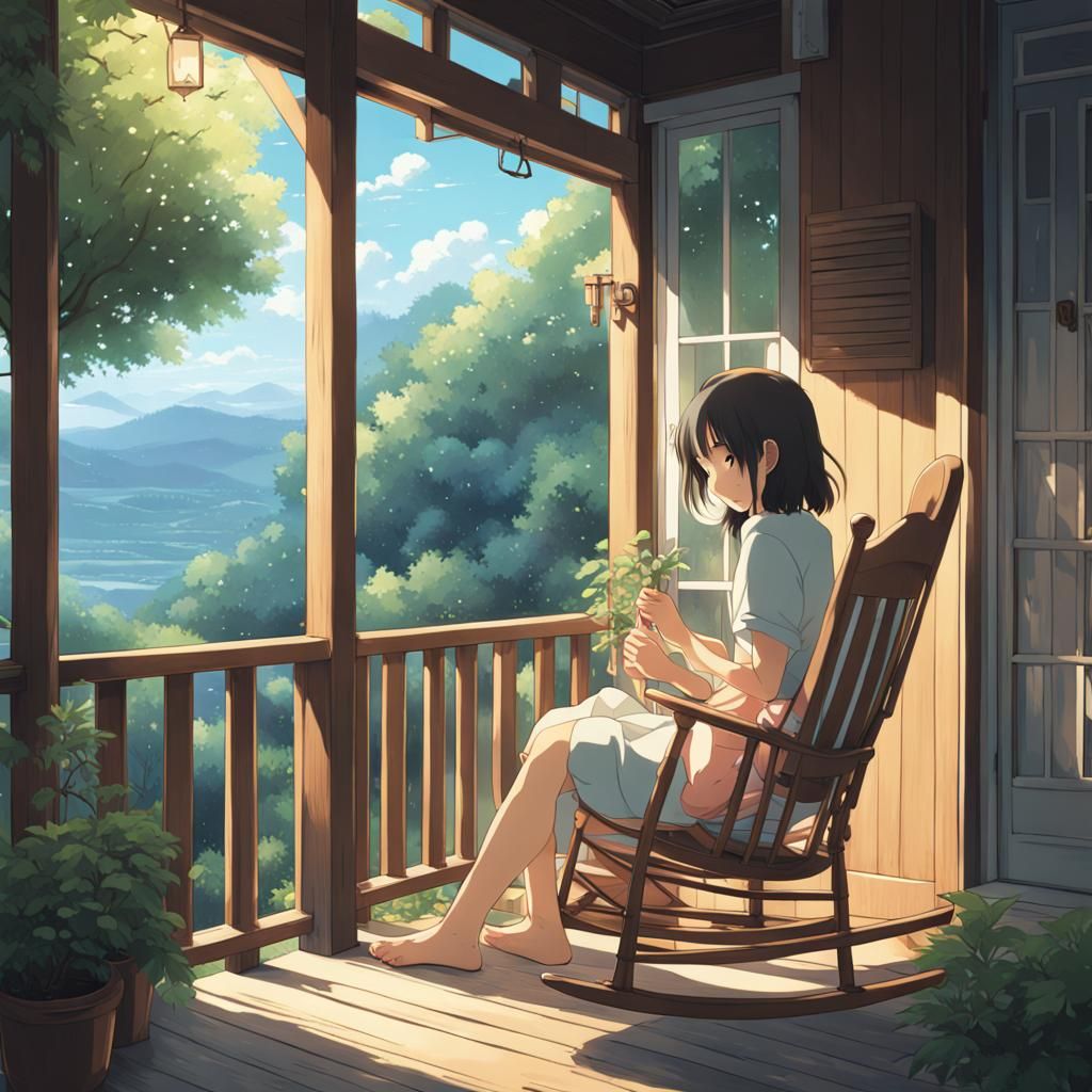 Girls Chilling on Porch: Anime Key Visual