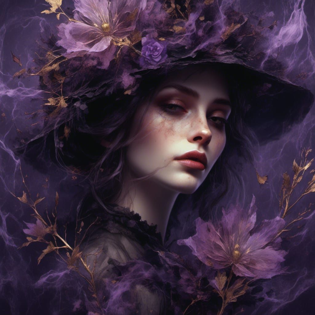 Enchanting Witch with Magic Potions in Digital Art