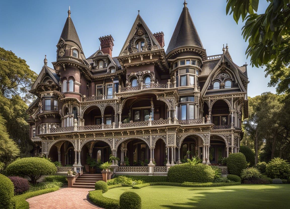 Grand Victorian Mansion in Lush Gardens: Photography