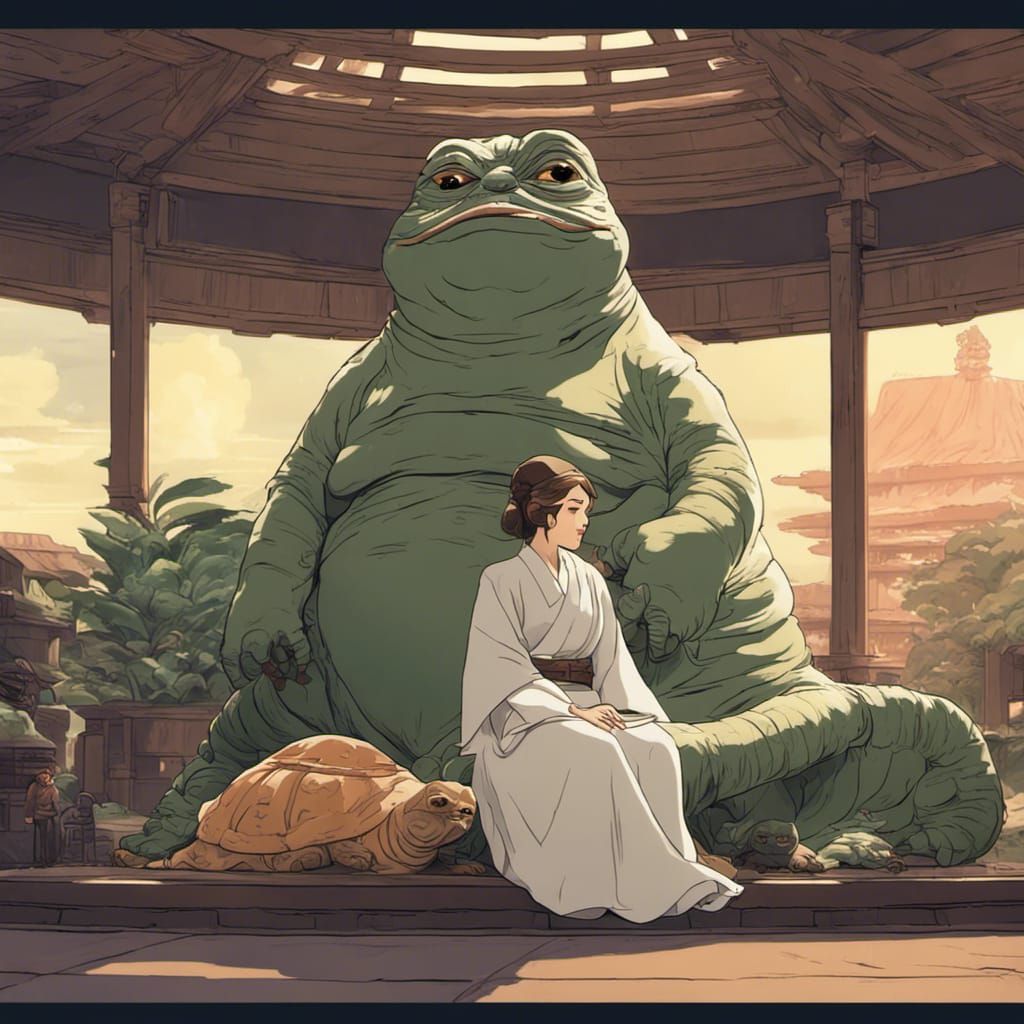 Leia and Jabba in Feudal Japan: Ghibli Style