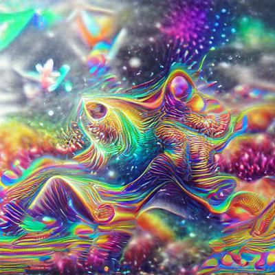Psychedelic Astral Landscape in Rainbow Colors