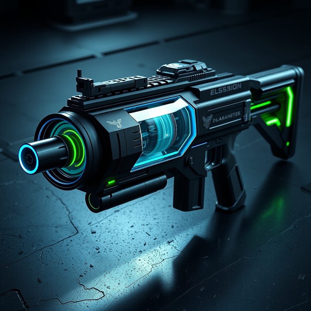 Cybernetic Warfare Rifle in a Futuristic Post-Apocalyptic Se...