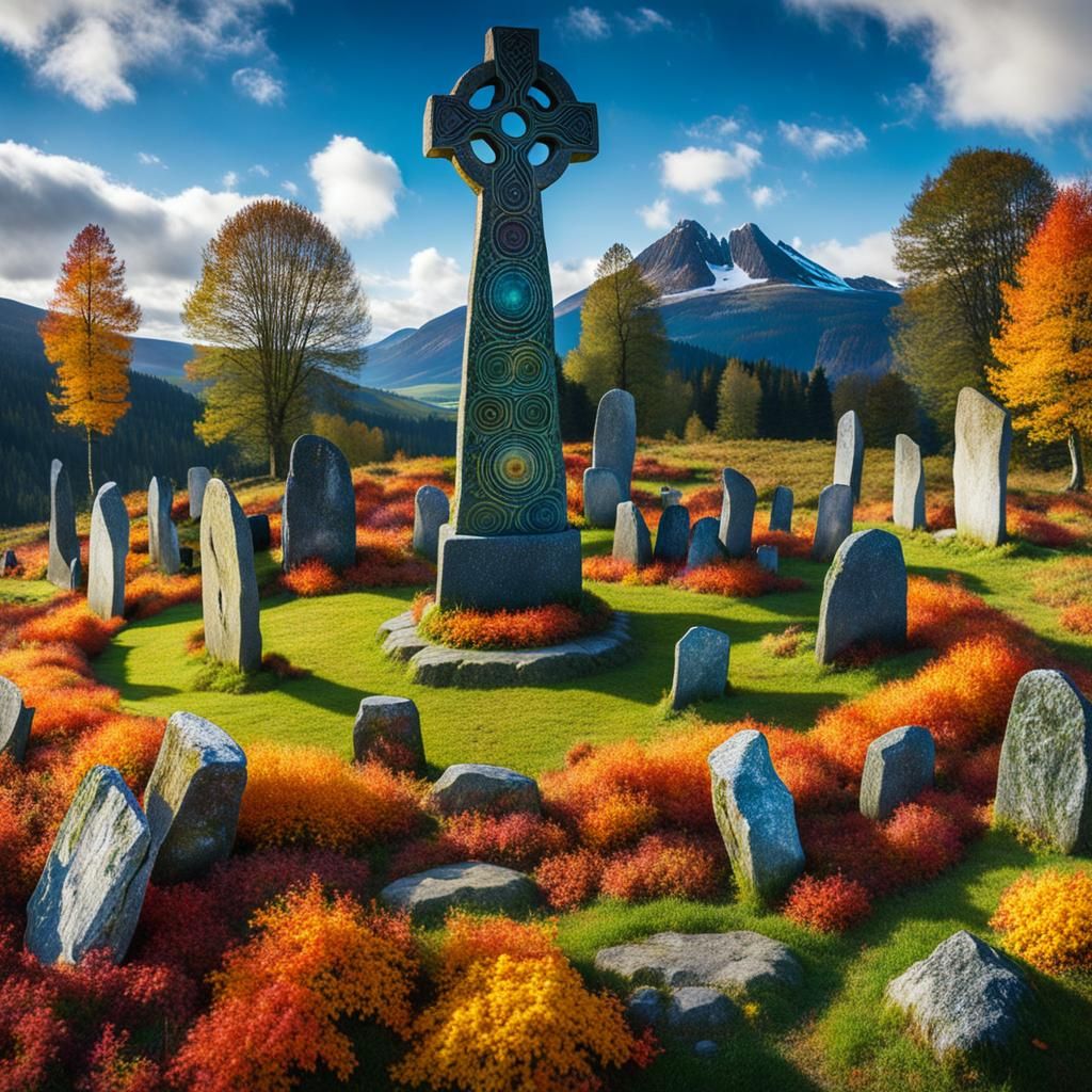 Mystical Druids in Geological Cross-Section at Equinox