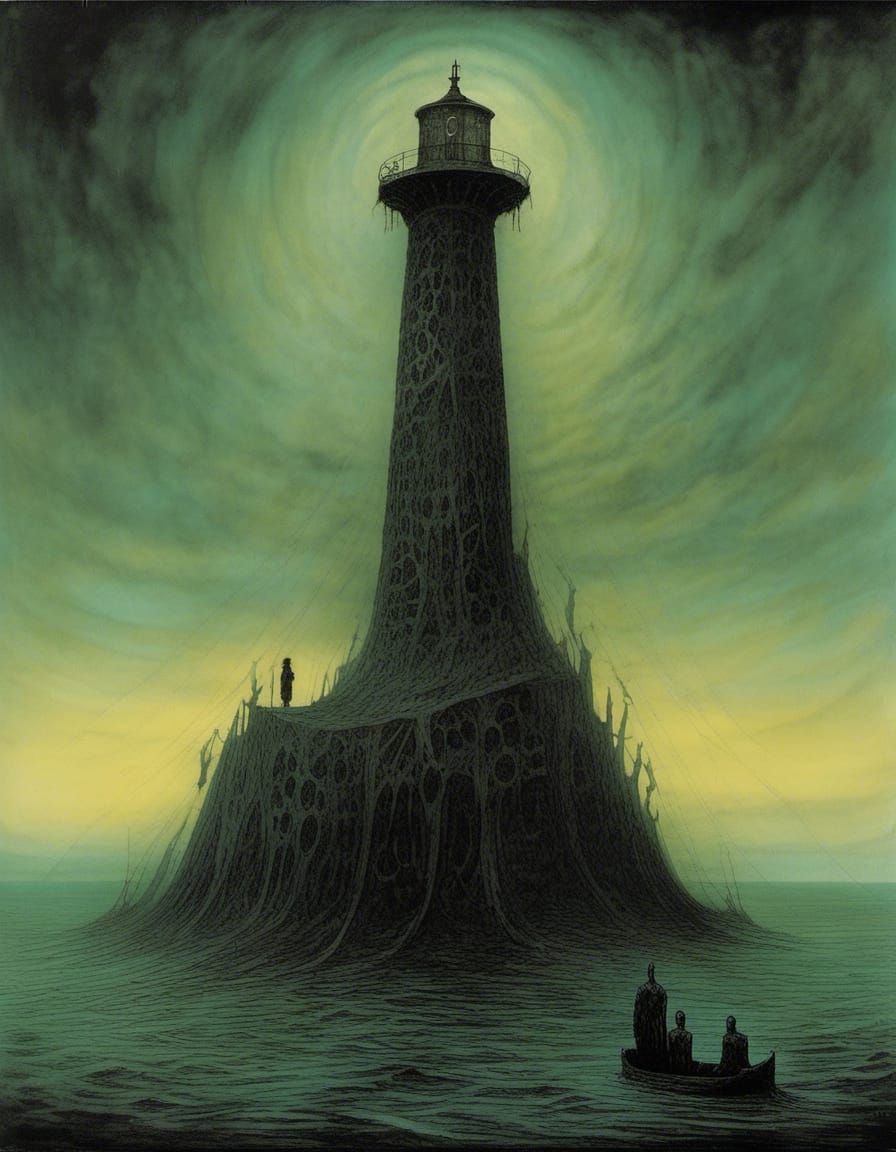 Haunted Lighthouse in Sinister Gothic Horror Style