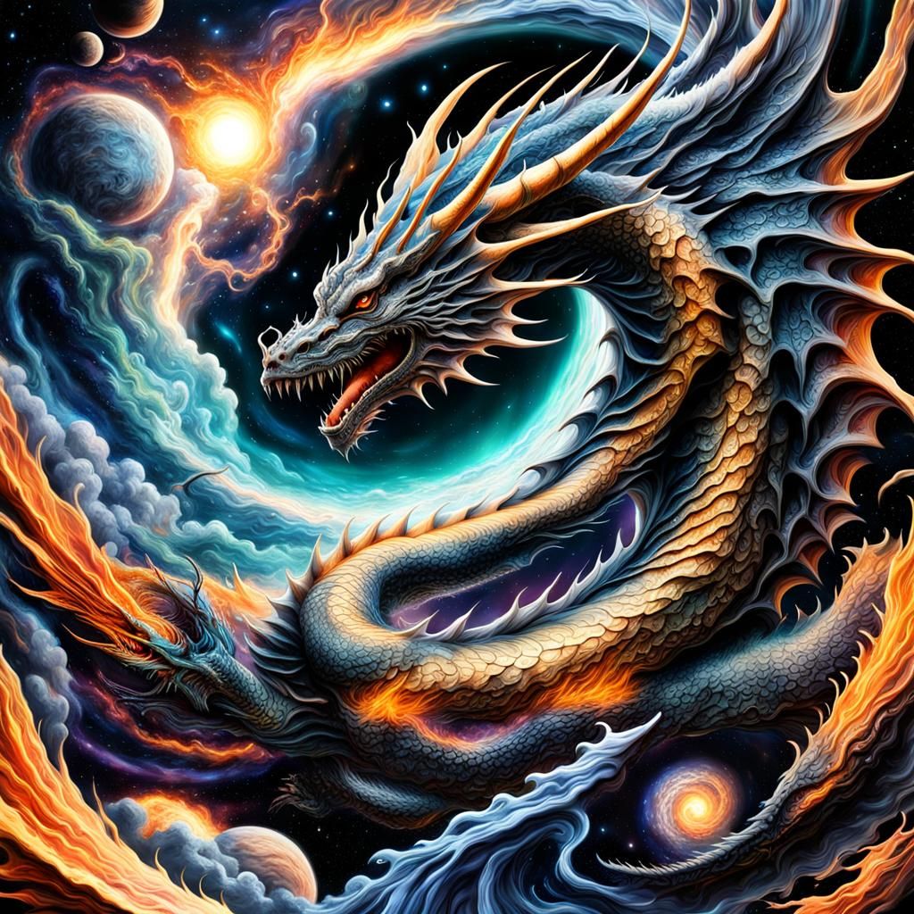 Vaporous Space Dragon Flowing Through Space
