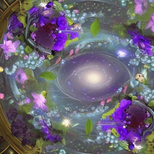 Galaxy Flower in Teacup: Digital Matte Painting