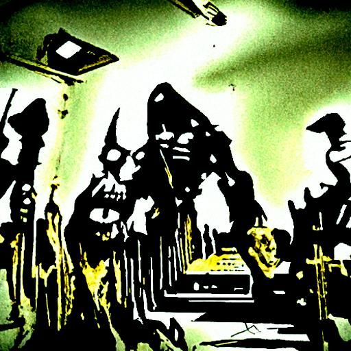 Distorted Satanic Horror in Black and White