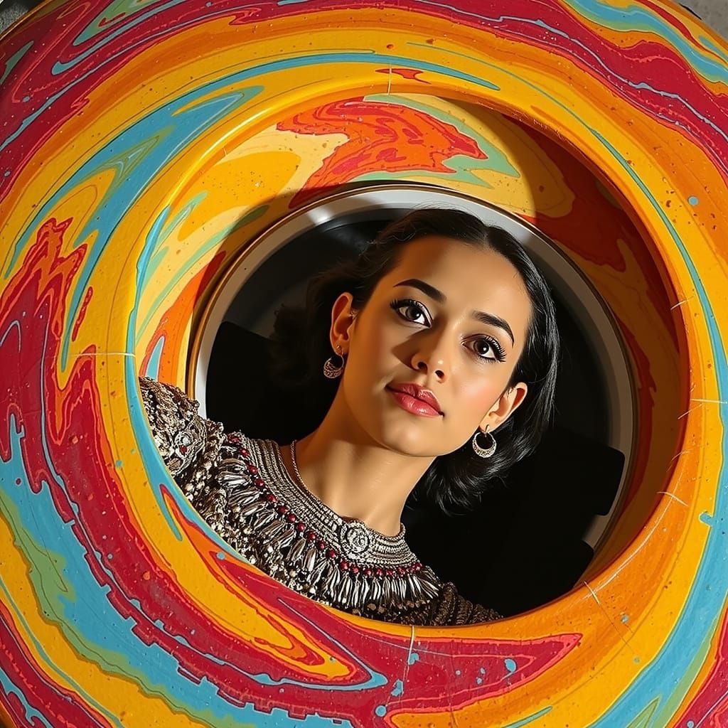 Vibrant Landscape with Pink Skin and Golden Leaves