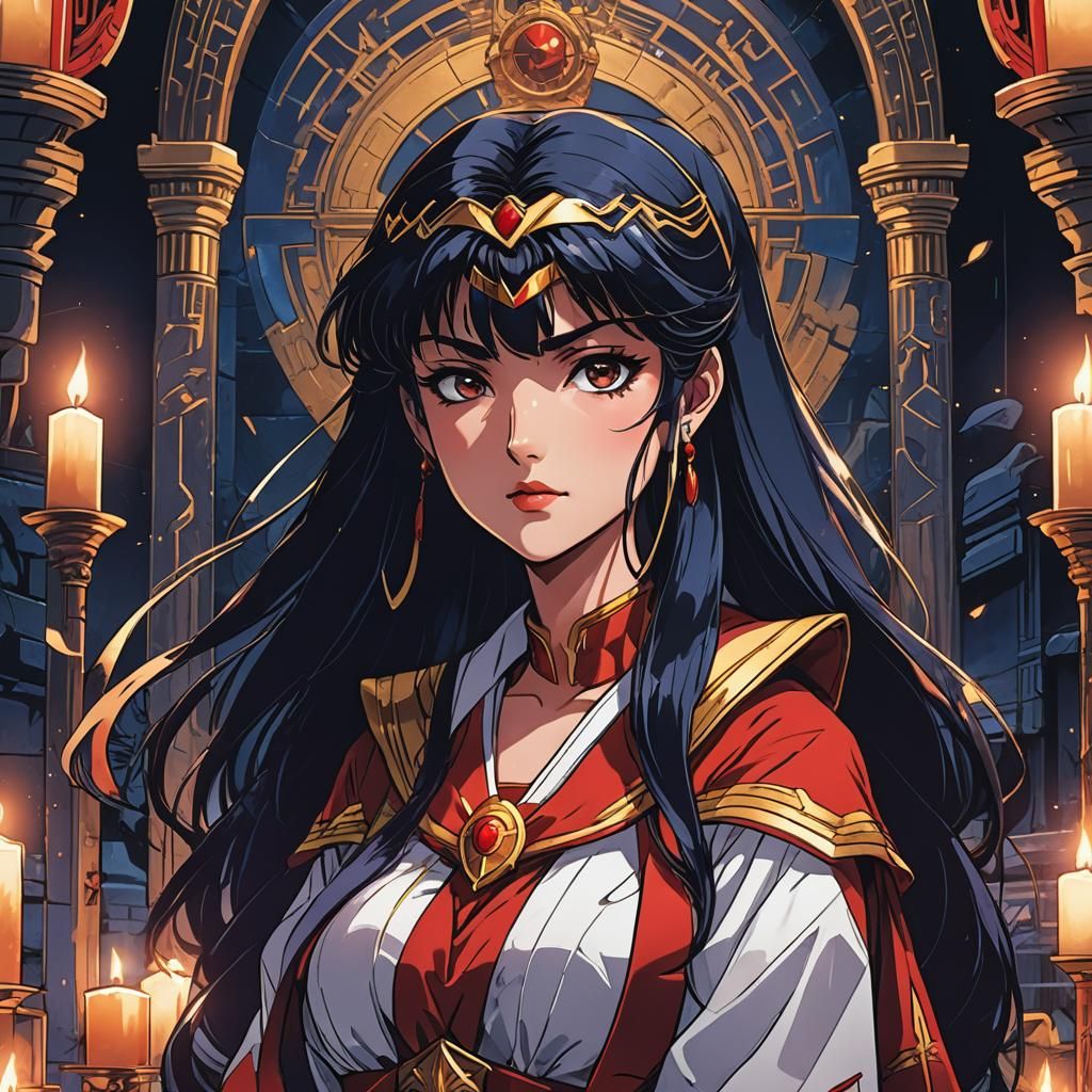 Sailor Mars as High Priestess in Manga Style