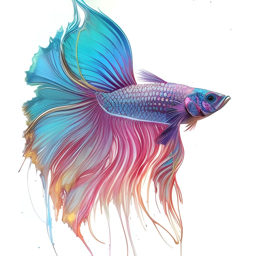 Detailed Betta Fish with Golden Outlines