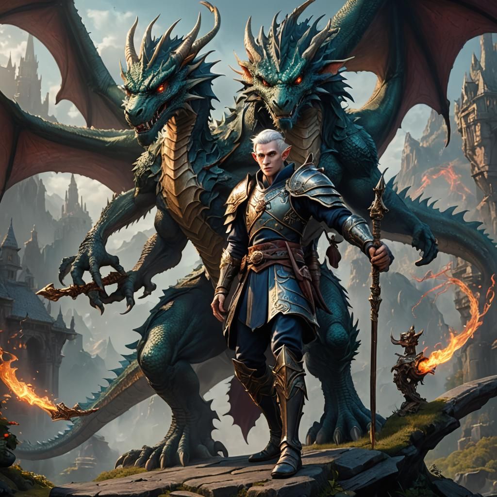 Elf and Dragon: Detailed Matte Painting