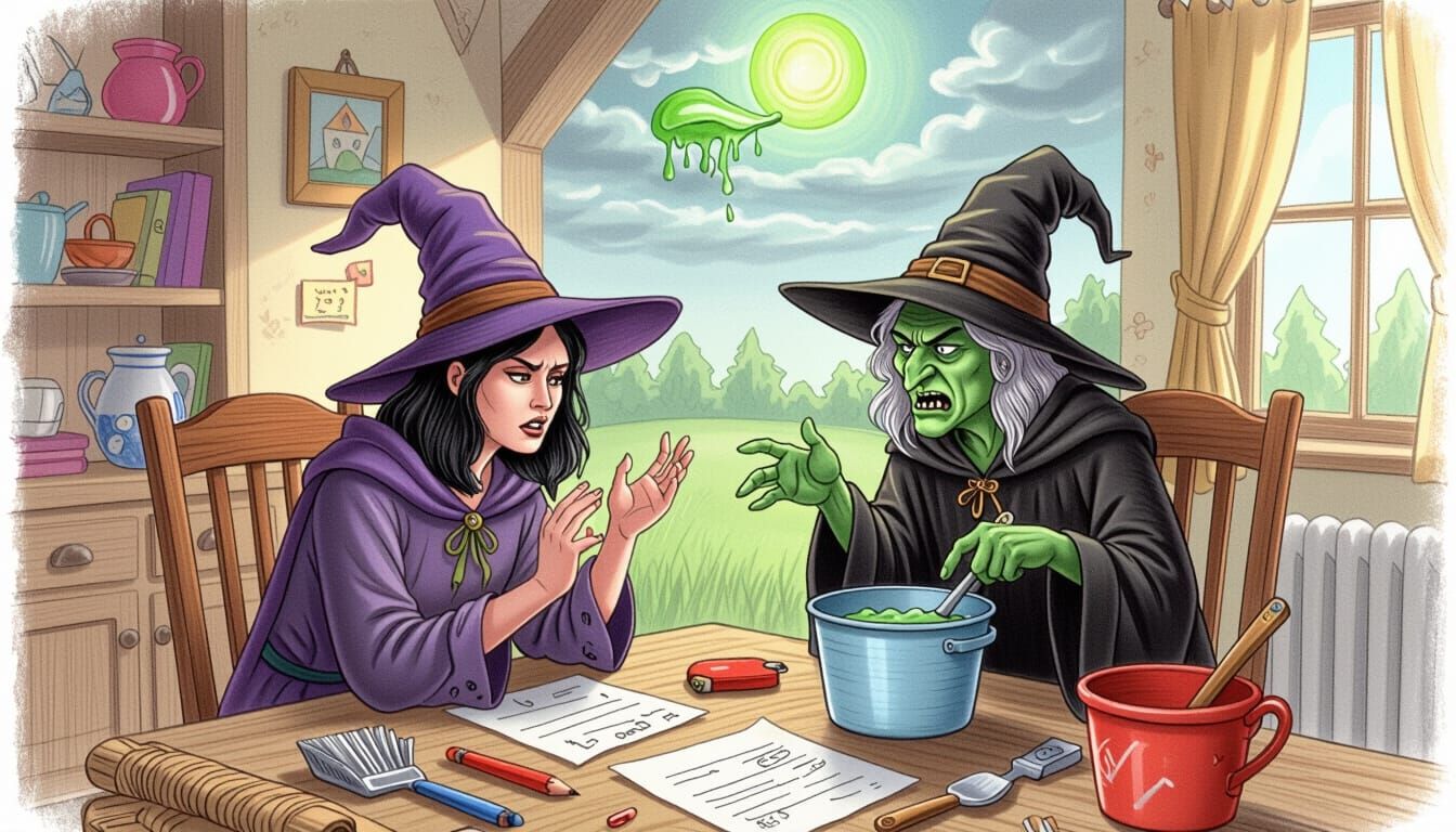 Witch Curses Character to Perfect Chores