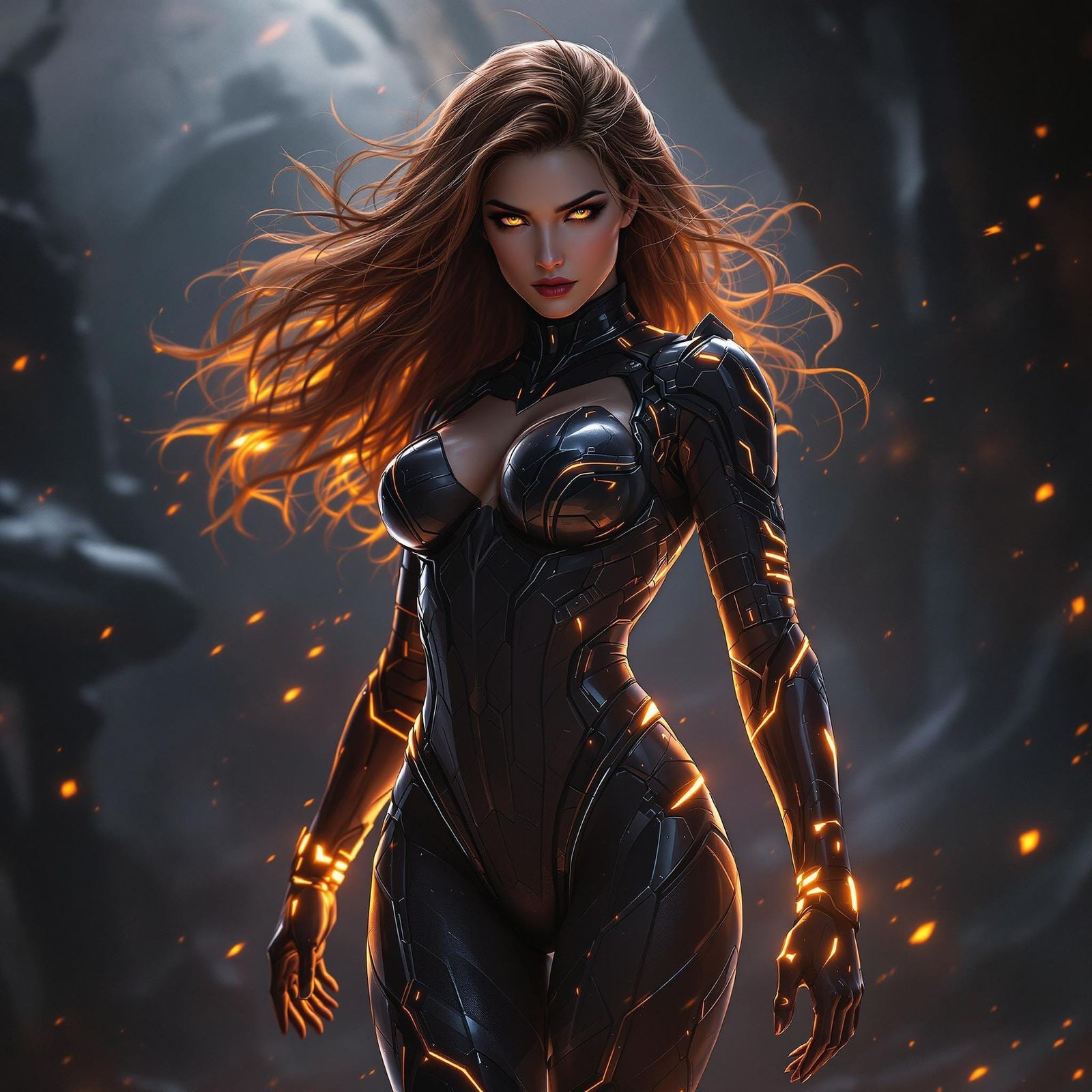 Grim Dark Science Fiction Concept Art of Starfire in High-Te...