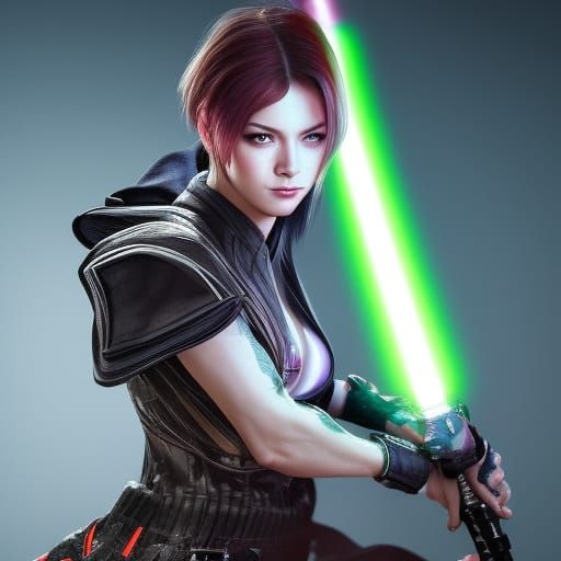 Alisa Bosconovich Wields Lightsaber: Detailed Matte Painting
