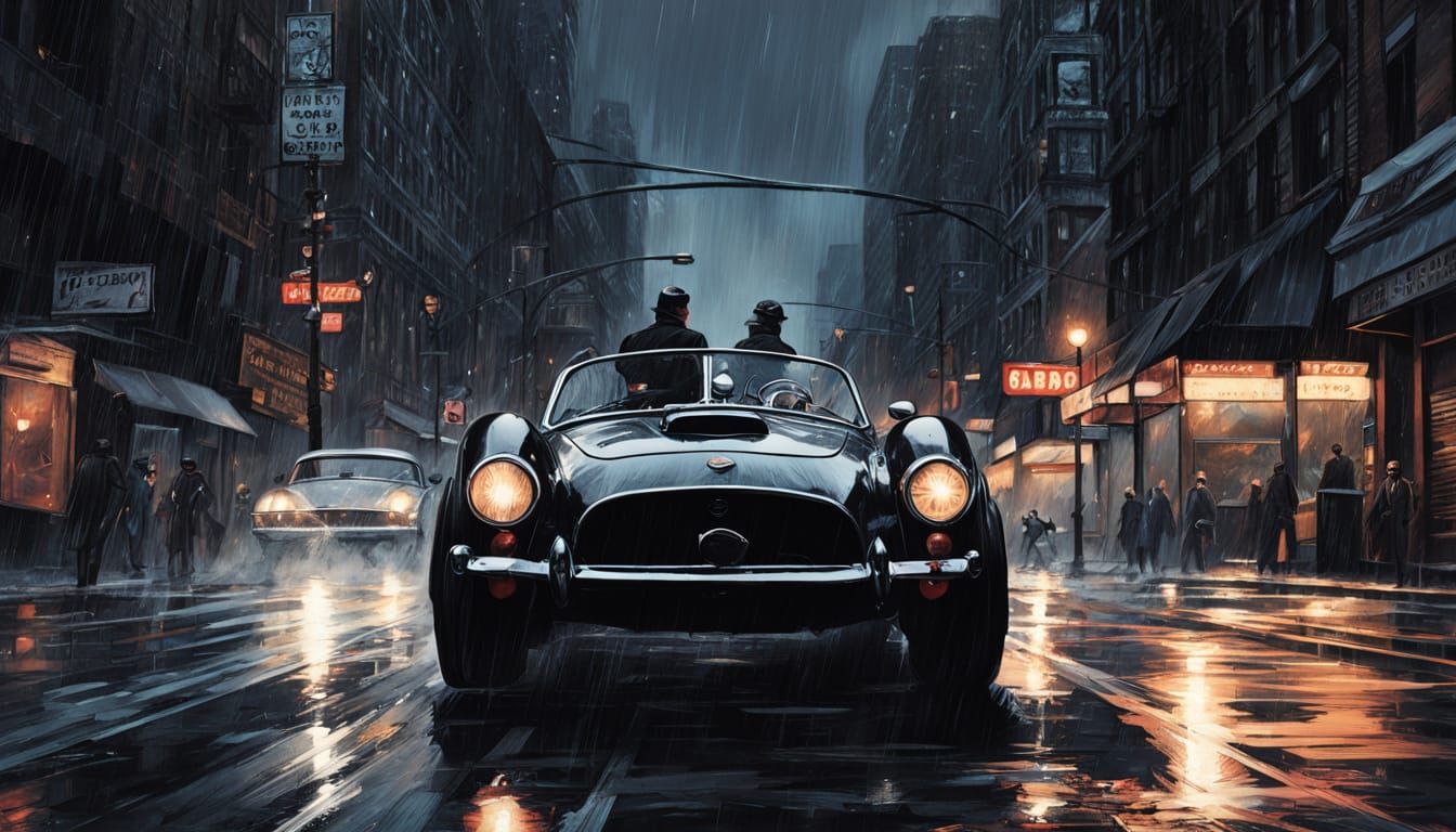 Gangster Getaway in Noir Comic Art Style