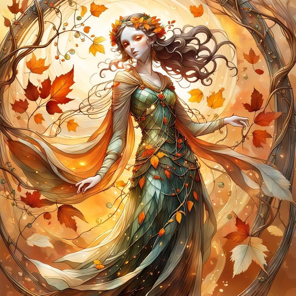 Ethereal Autumn Goddess in Glass Form