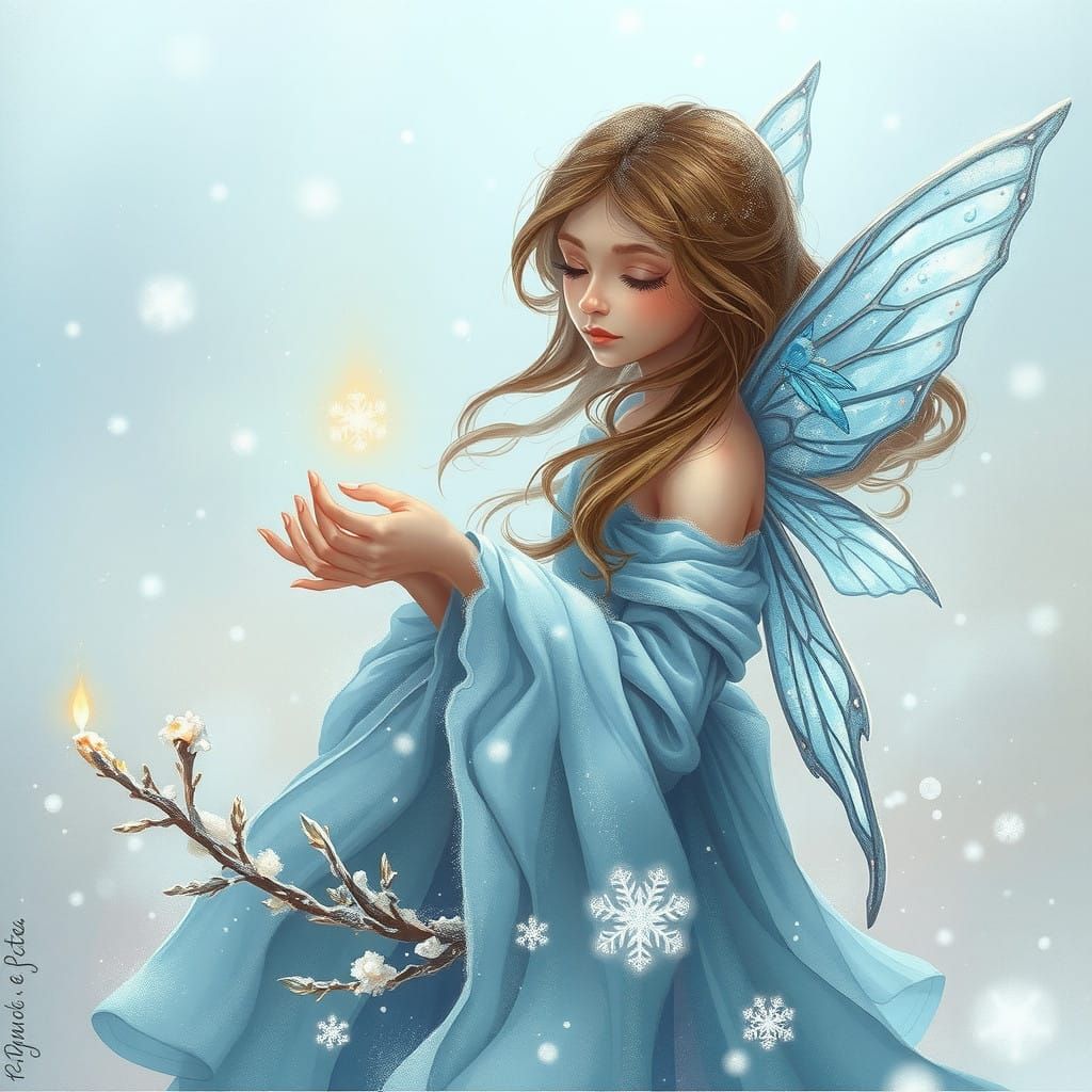 Ethereal Winter Enchantress in Crystal Blue and Silver