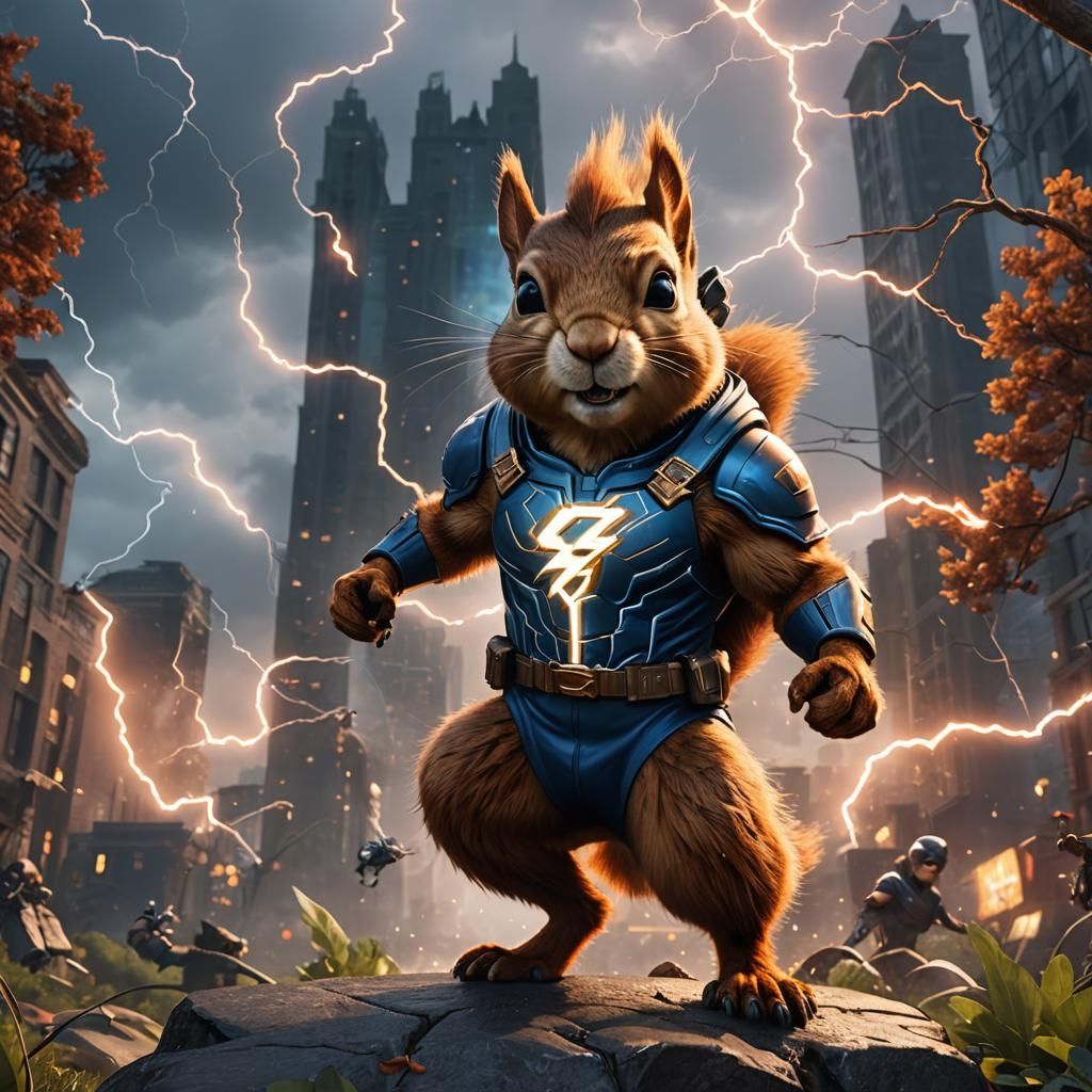 Superhero Squirrel: Detailed Matte Painting in 8K
