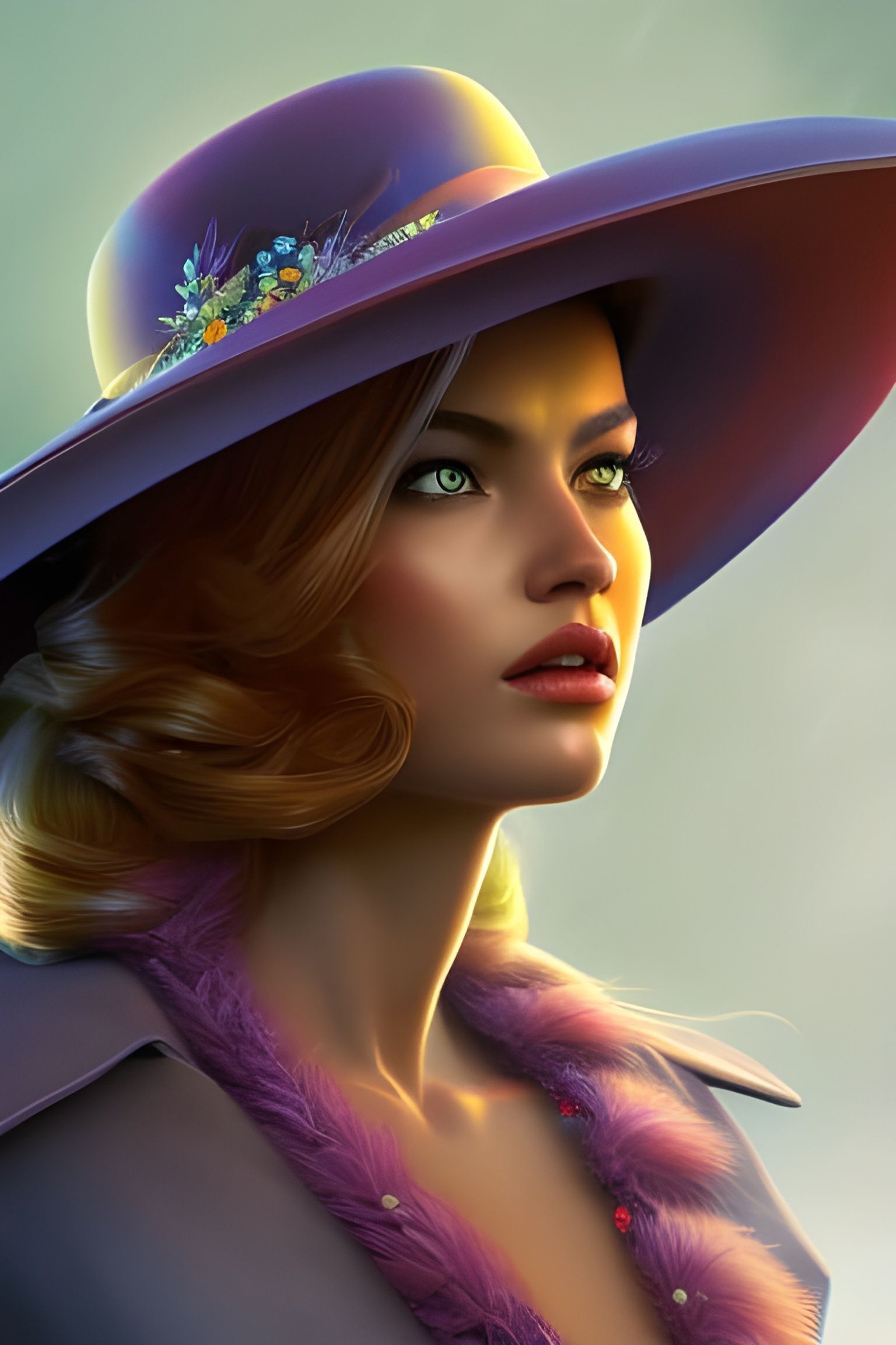 Woman in Sunhat: Dreamy Fairycore Realism