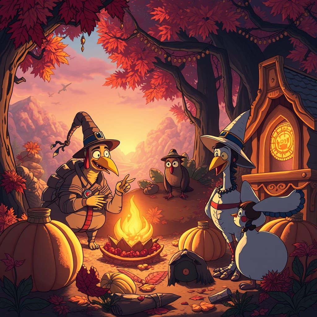 Magical Thanksgiving Feast in Fantasy World