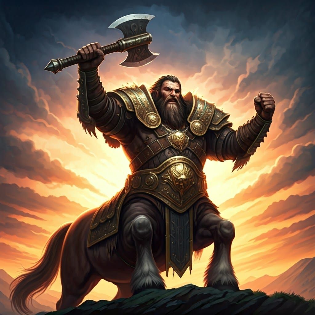 Heroic Armored Centaur Calls to Battle