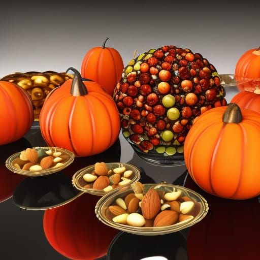 Thanksgiving Cornucopias in 3D Chihuly Glass Style