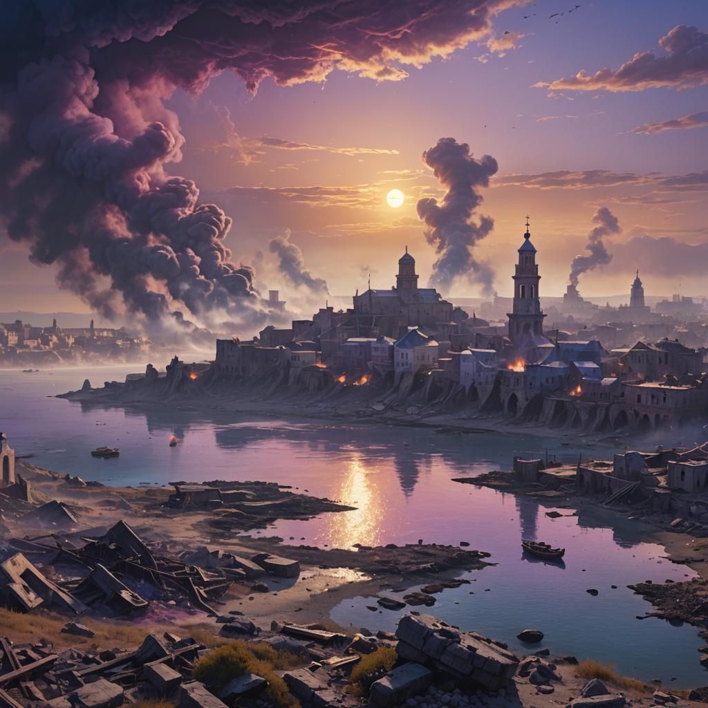 Ruined Sevastopol Cityscape in Epic Fantasy Art