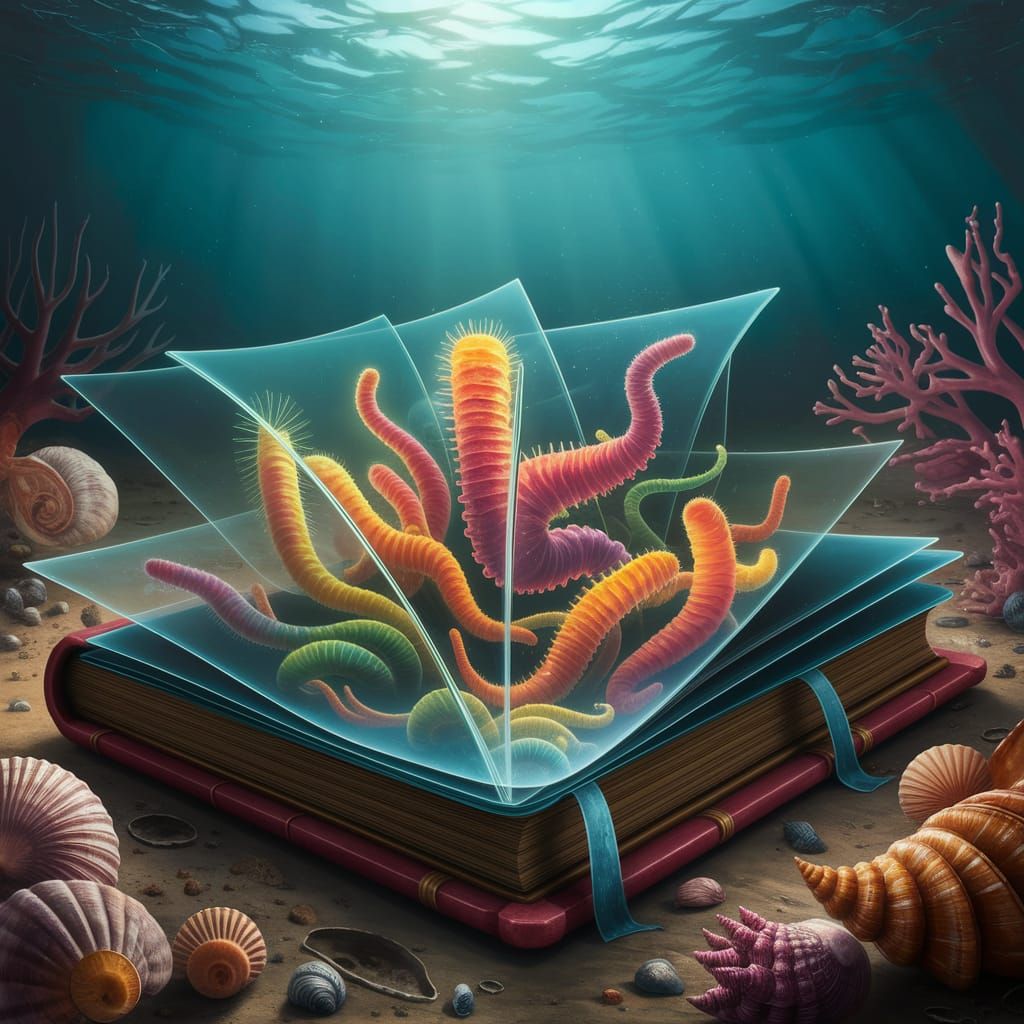 Cambrian Sea Book Reveals Marine Worms in Holographic Style