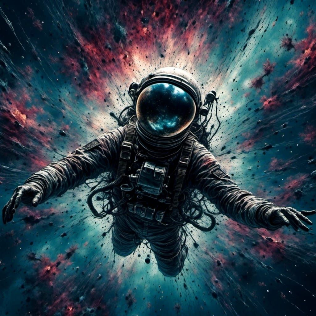 Futuristic Astronaut Plunging to Earth